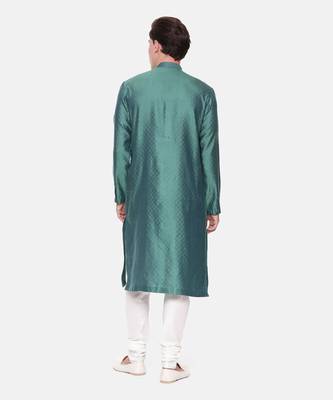 Green Blue Jaquard Kurta Set 5
