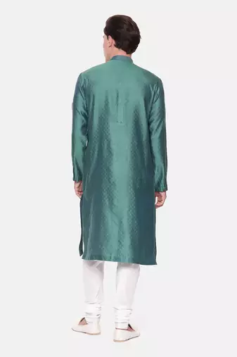 Green Blue Jaquard Kurta Set