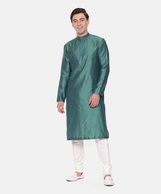 Green Blue Jaquard Kurta Set 6