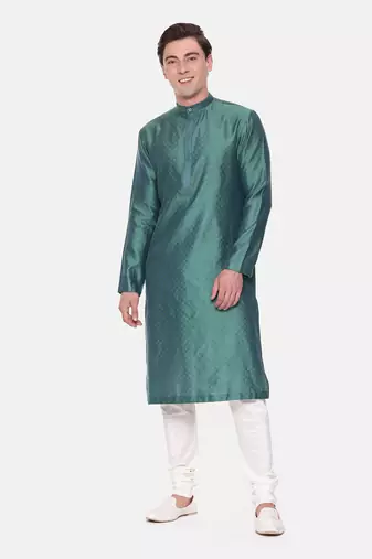 Green Blue Jaquard Kurta Set