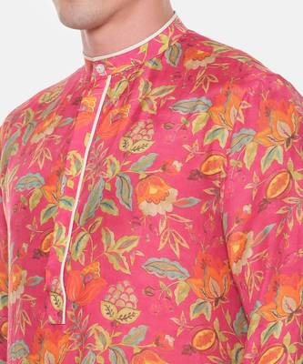 Pink Floral Muslin Kurta Set 2