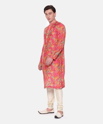 Pink Floral Muslin Kurta Set 3