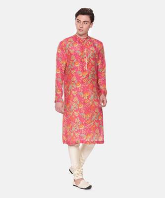 Pink Floral Muslin Kurta Set 4