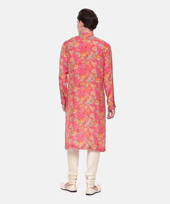 Pink Floral Muslin Kurta Set 5
