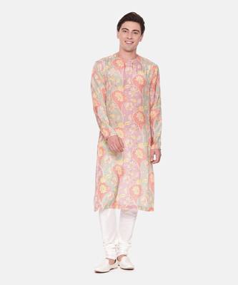 Baby Pink Floral Muslin Kurta Set 1