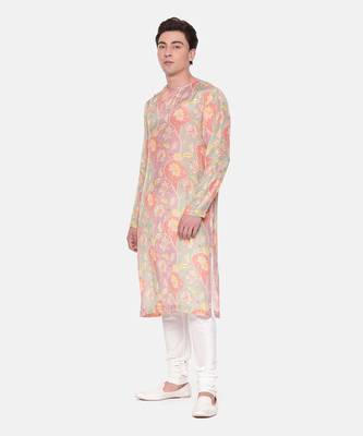 Baby Pink Floral Muslin Kurta Set 3