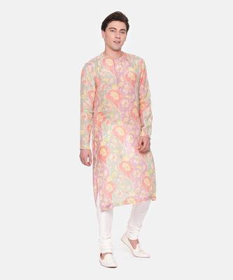 Baby Pink Floral Muslin Kurta Set 4