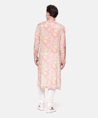 Baby Pink Floral Muslin Kurta Set 5