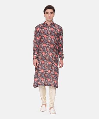 Wine Brown Digital Muslin Kurta Set 1