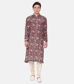 Wine Brown Digital Muslin Kurta Set