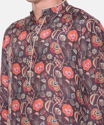 Wine Brown Digital Muslin Kurta Set 2
