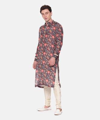 Wine Brown Digital Muslin Kurta Set 3