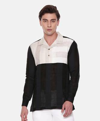 Tri Color Linen Short Kurta 2