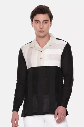 Tri Color Linen Short Kurta