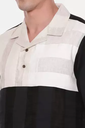 Tri Color Linen Short Kurta