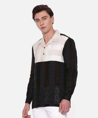 Tri Color Linen Short Kurta 4