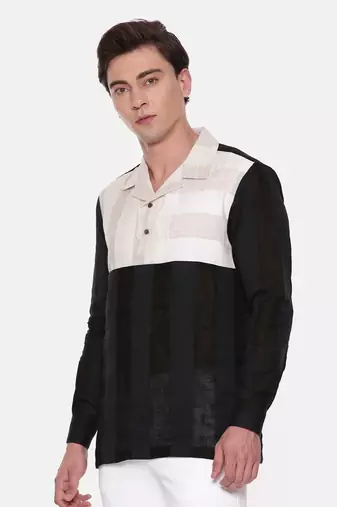 Tri Color Linen Short Kurta