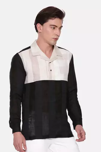 Tri Color Linen Short Kurta