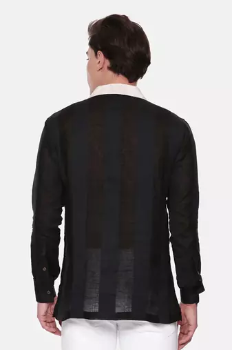 Tri Color Linen Short Kurta