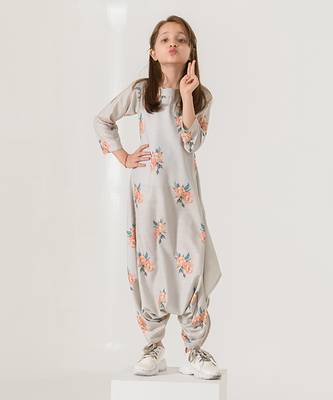 Pista Green Dhoti Jumpsuit Kids 1