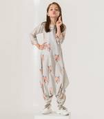 Pista Green Dhoti Jumpsuit Kids