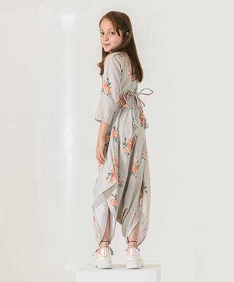 Pista Green Dhoti Jumpsuit Kids 3