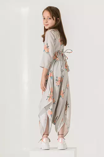 Pista Green Dhoti Jumpsuit Kids
