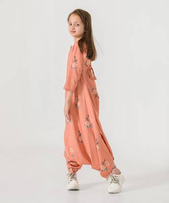 Scarlet Orange Dhoti Jumpsuit Kids 2