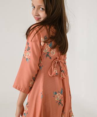 Scarlet Orange Dhoti Jumpsuit Kids 4