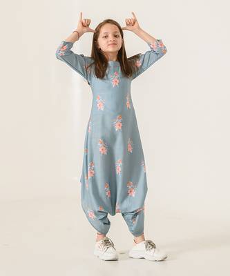 Aqua Blue Dhoti Jumpsuit Kids 1
