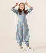 Aqua Blue Dhoti Jumpsuit Kids