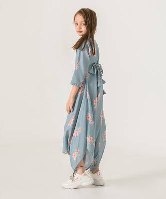 Aqua Blue Dhoti Jumpsuit Kids 4