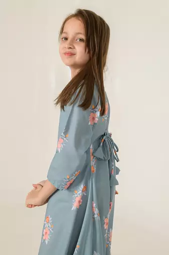 Aqua Blue Dhoti Jumpsuit Kids