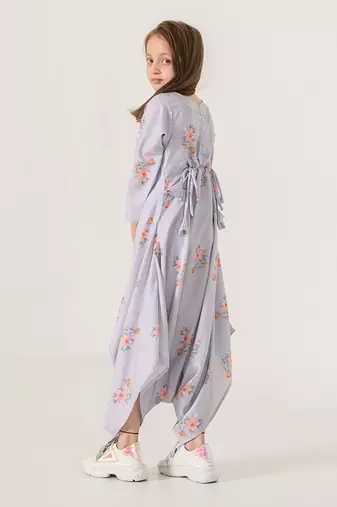 Slate Grey Dhoti Jumpsuit Kids