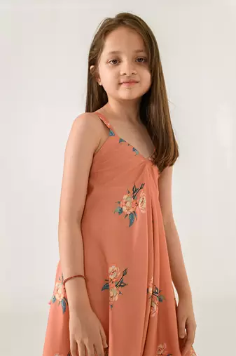 Scarlet Orange Palazzo Jumpsuit Kids