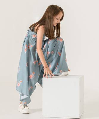 Aqua Blue Palazzo Jumpsuit Kids 4