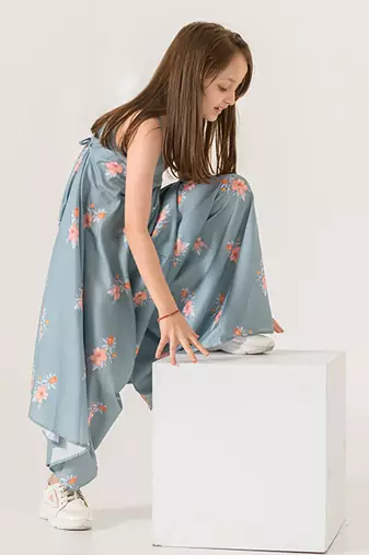 Aqua Blue Palazzo Jumpsuit Kids