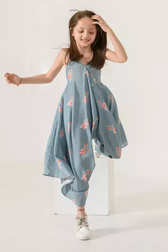 Aqua Blue Palazzo Jumpsuit Kids