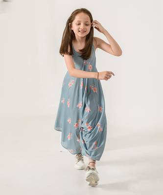 Aqua Blue Palazzo Jumpsuit Kids 6