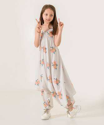 Pista Green Striped Palazzo Jumpsuit Kids 1