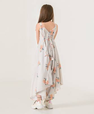 Pista Green Striped Palazzo Jumpsuit Kids 3