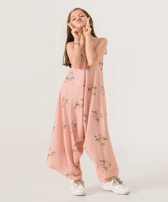 Scarlet Orange Striped Palazzo Jumpsuit Kids 1