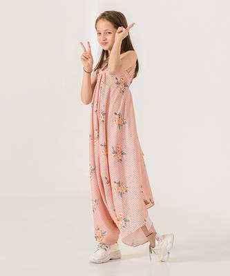 Scarlet Orange Striped Palazzo Jumpsuit Kids 3