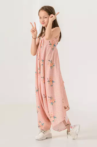 Scarlet Orange Striped Palazzo Jumpsuit Kids