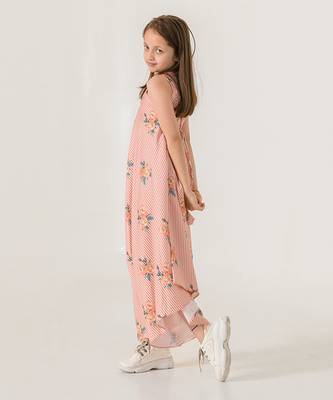 Scarlet Orange Striped Palazzo Jumpsuit Kids 4