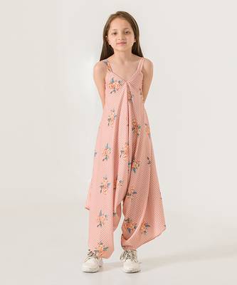 Scarlet Orange Striped Palazzo Jumpsuit Kids 5