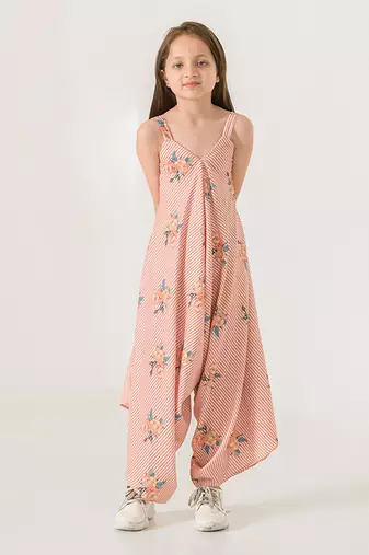 Scarlet Orange Striped Palazzo Jumpsuit Kids