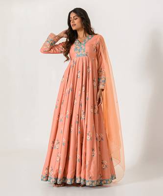 Scarlet Orange Anarkali Suit 1