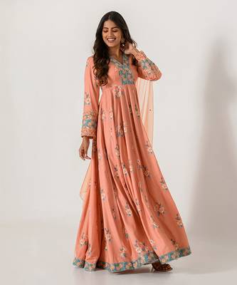Scarlet Orange Anarkali Suit 2