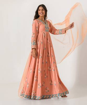 Scarlet Orange Anarkali Suit 3